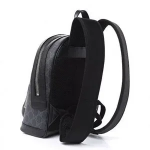 Gucci GG Supreme Monogram Web Small Backpack in Black NEW IN DUSTBAG Gucci Black Supreme GG Monogram Mini Backpack – Savonches main image 4